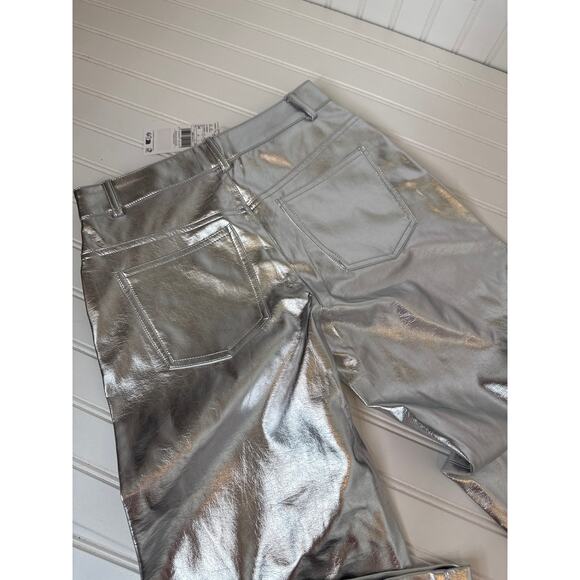 NWT Mango Silver Metallic Straight Leg Jeans High Waisted Womens Size 2 - Picture 6 of 6